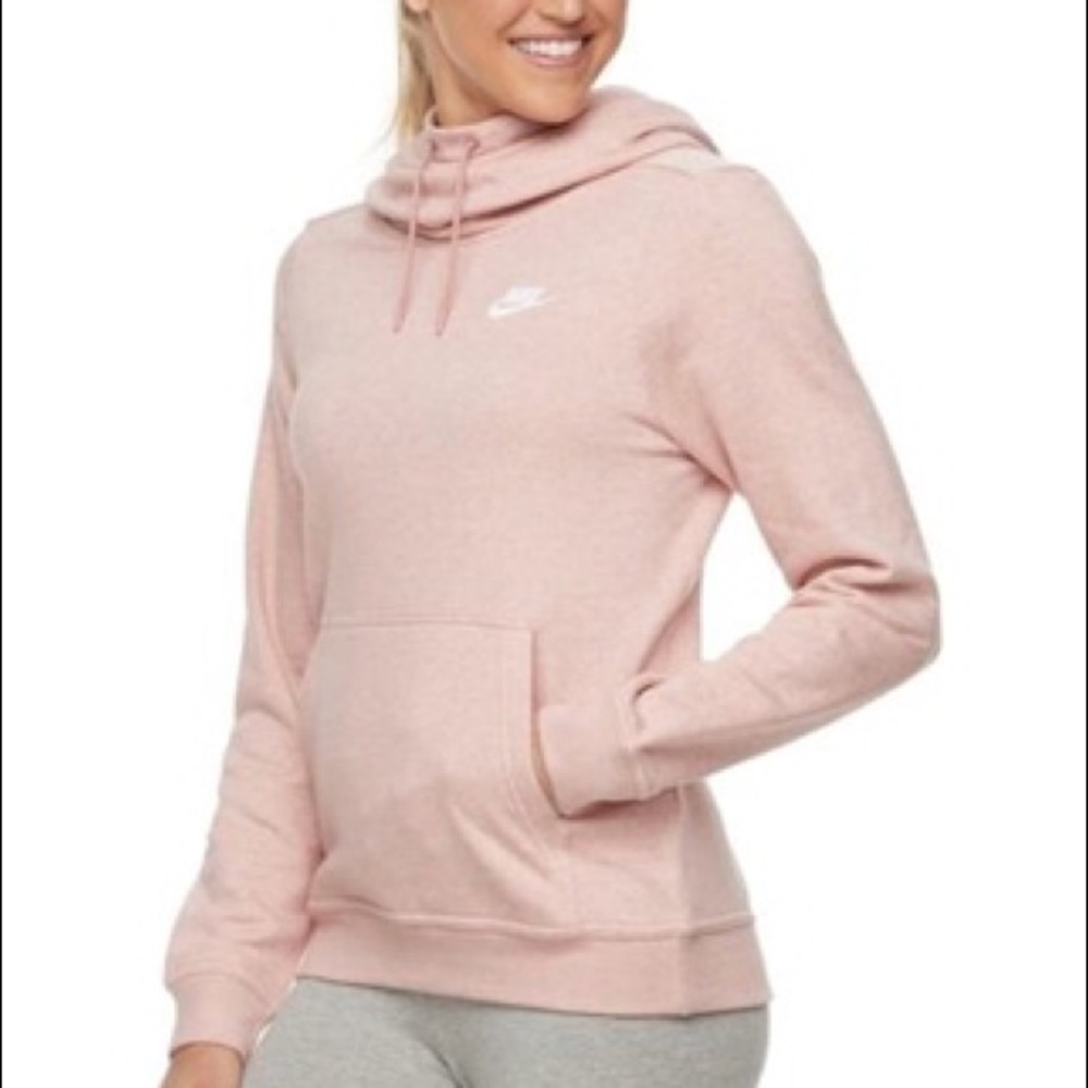 NIKE women’s pink sweatshirt hoodie MED funnel